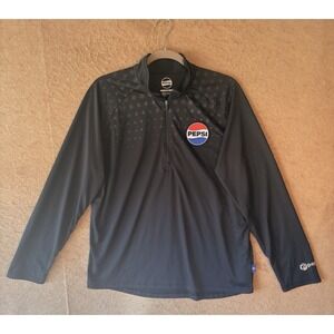 Pepsi Pullover 1/4 Zip Shirt Mens Sz M Black Rubberized Bubble Logos Employee